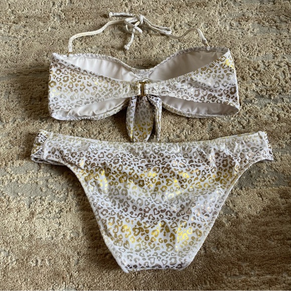 Victoria's Secret 2 Piece Matching Bikini Set Leopard Small Top Medium Bottoms - Picture 7 of 13